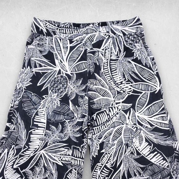 Christian Siriano Pants Women M B&W Linen Tropical Wide Leg Casual Boho Resort - Picture 3 of 10